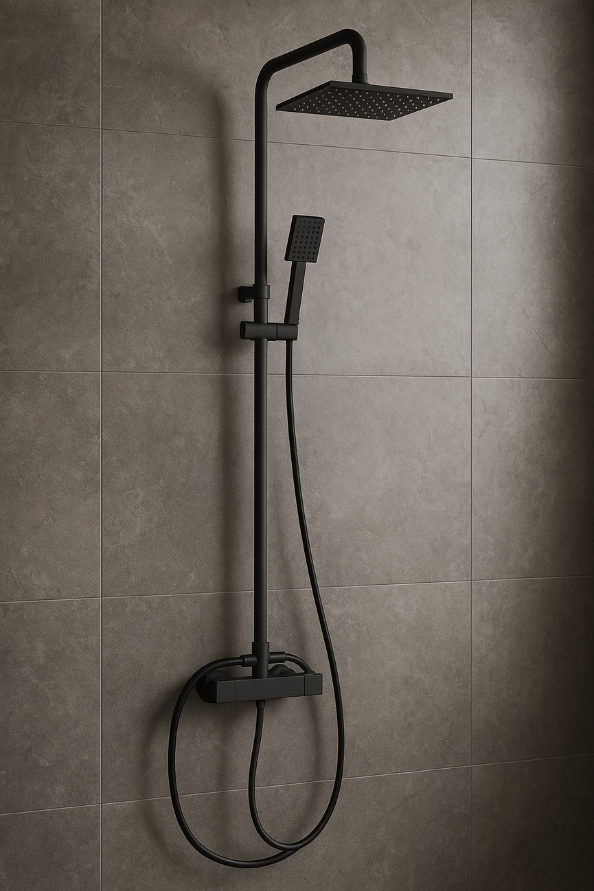 Colonne de douche carré noir mat