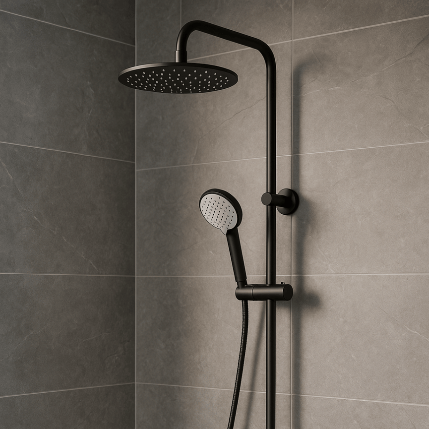 Colonne de douche - Rond noir mat