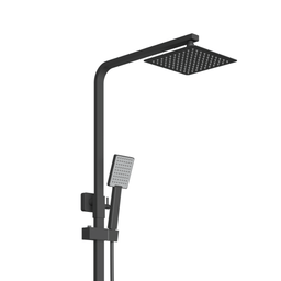 Square Chrome Shower Column - Matte Black