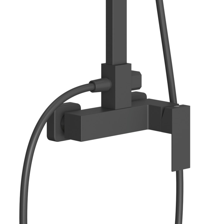 Square Chrome Shower Column - Matte Black