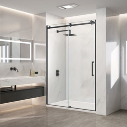 Douche (Base et Vitres inclus) noire 36"X48" en alcove | Entrepôt de la Réno