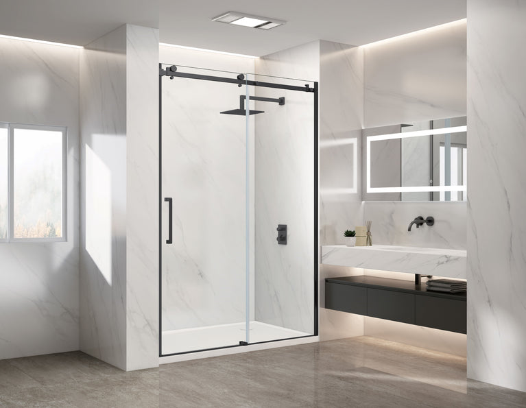 Shower (Base and Glass included) black 36"X48" in alcove