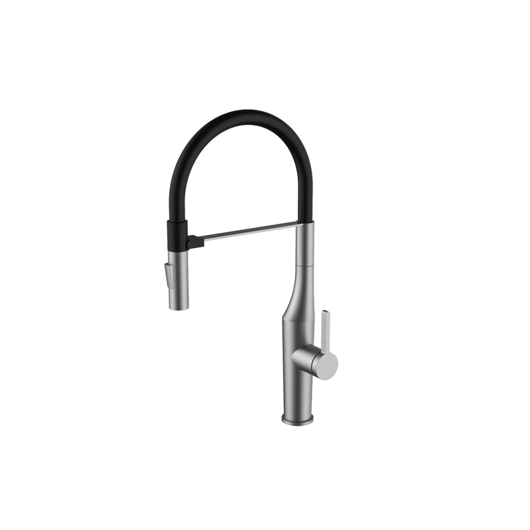 ETERNO kitchen faucet with flexible hose – brushed steel