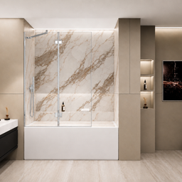 Écran de bain 60" en verre trempé 8mm avec porte pivotante penture CHROME