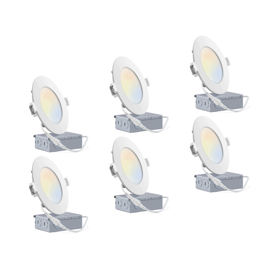 Ensemble de 6 encastrés DEL intégrées 4 po - blanc