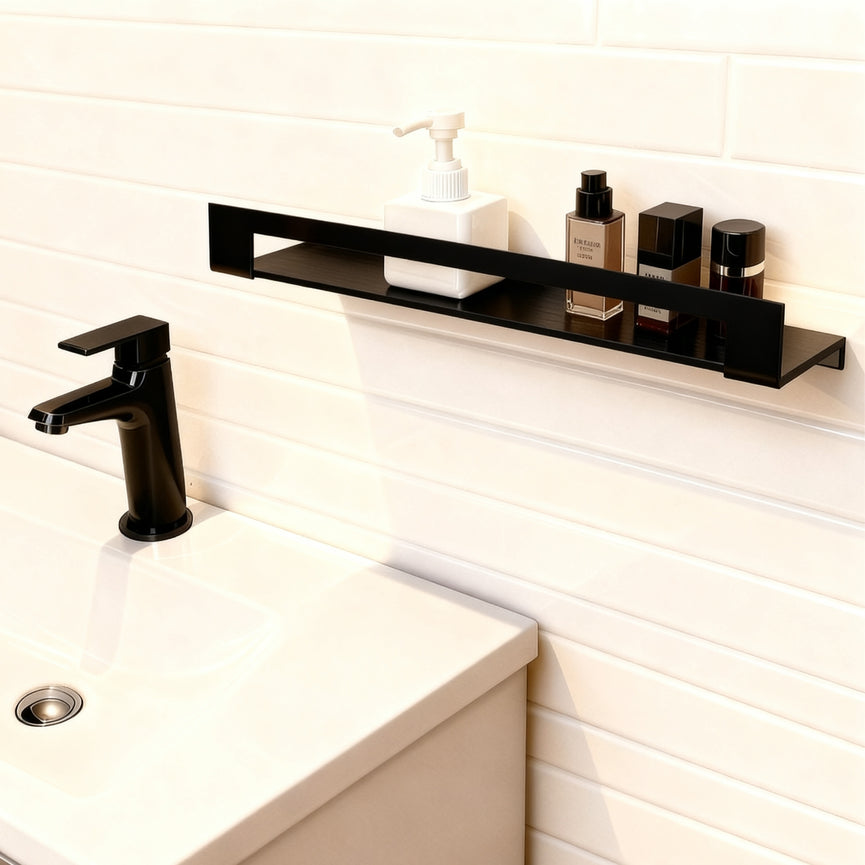 Étagère murale Reversa noir mat – porte-serviette & tablette réversible