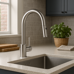 Robinet de cuisine : Design Deluxe Inox Brossé