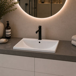 Lavabo rectangulaire 8056, semi-encastré avec trou, porcelaine 23.6" X 18.1" X 7,5"