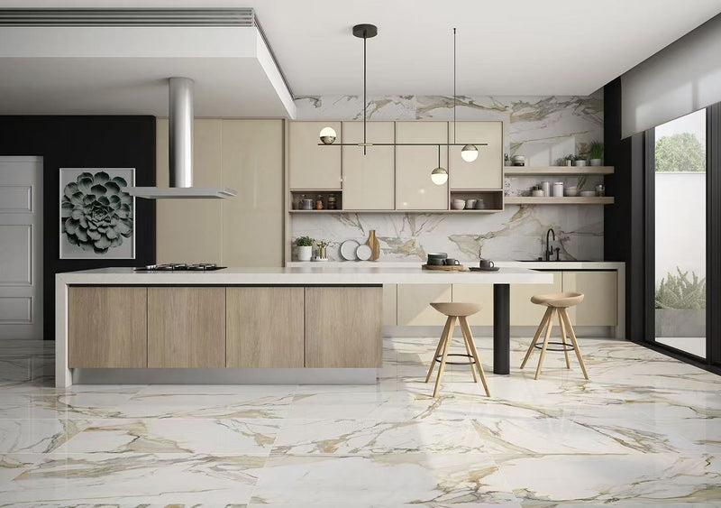 Céramique 24x48 effet marbre gold lustrée - Diamond