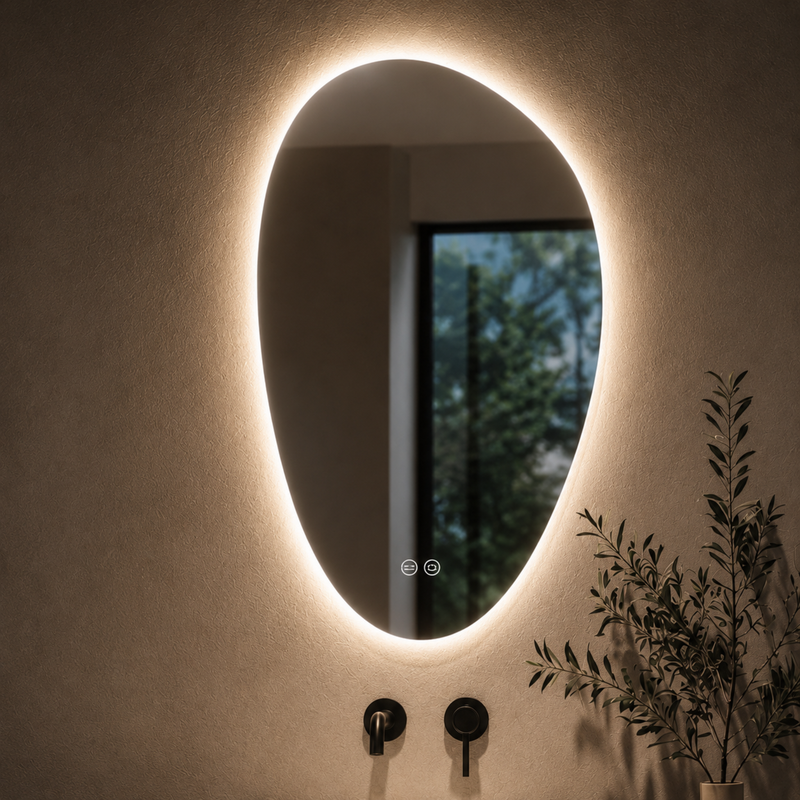 Miroir irrégulier 26x40 sans cadre à éclairage DEL