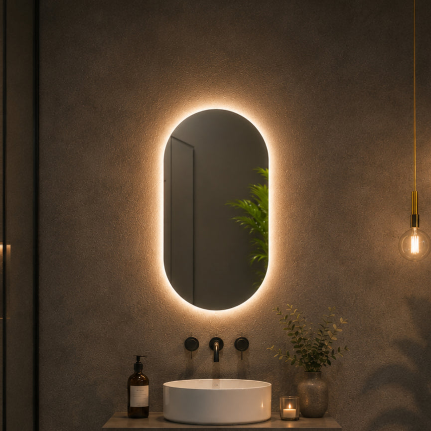 Miroir oval 20x32 sans cadre à éclairage DEL