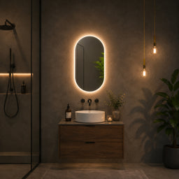 Frameless Oval Mirror with LED Lighting