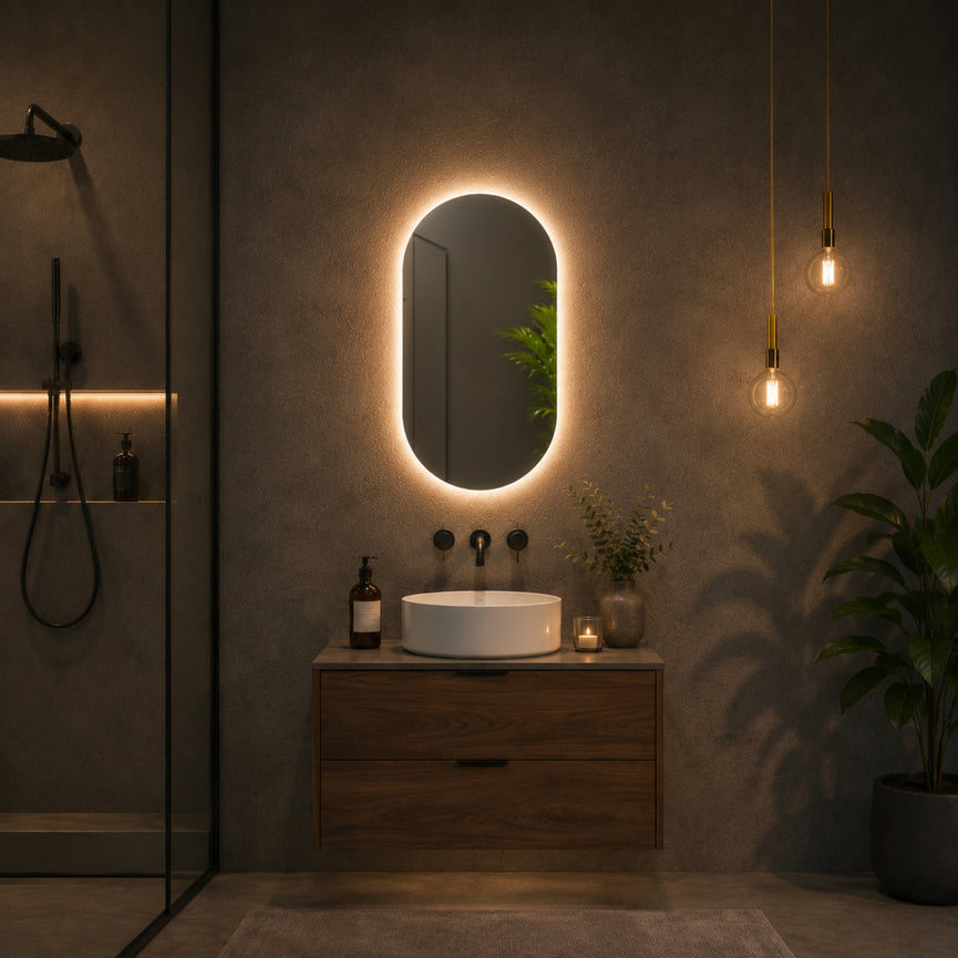 Miroir oval 20x32 sans cadre à éclairage DEL