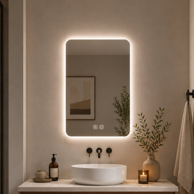 Miroir rectangle 24x32 sans cadre à éclairage DEL