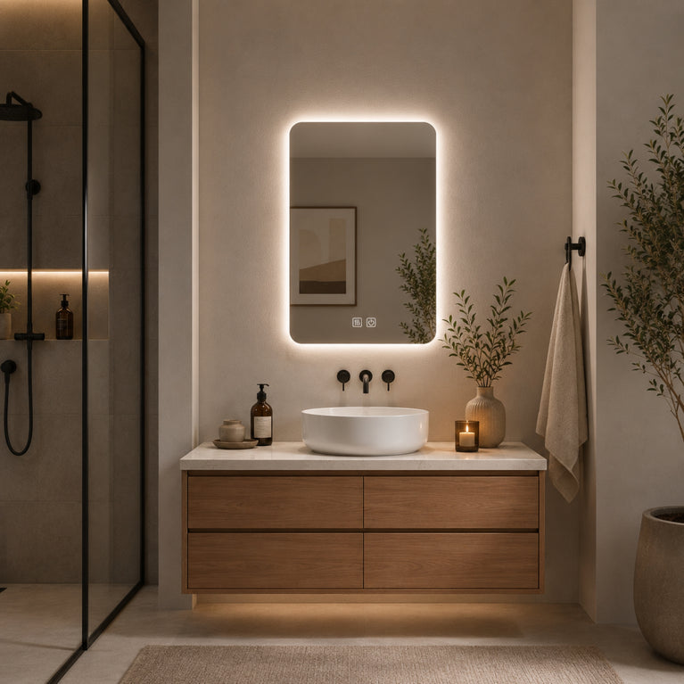 Miroir rectangle 24x32 sans cadre à éclairage DEL