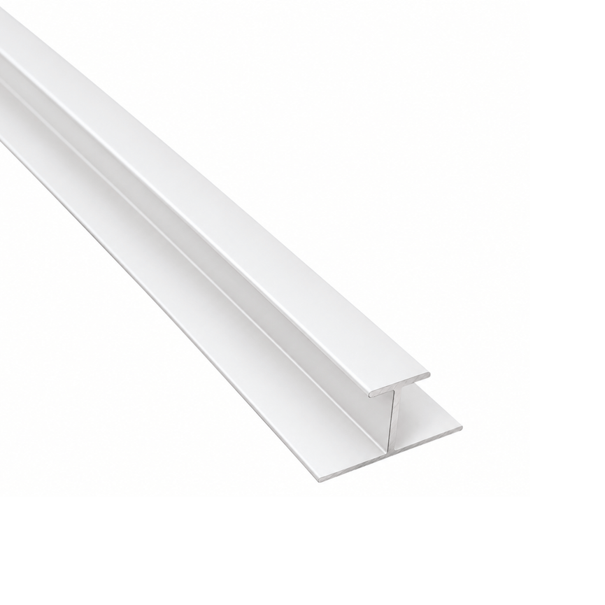 White aluminum H-joint trim piece