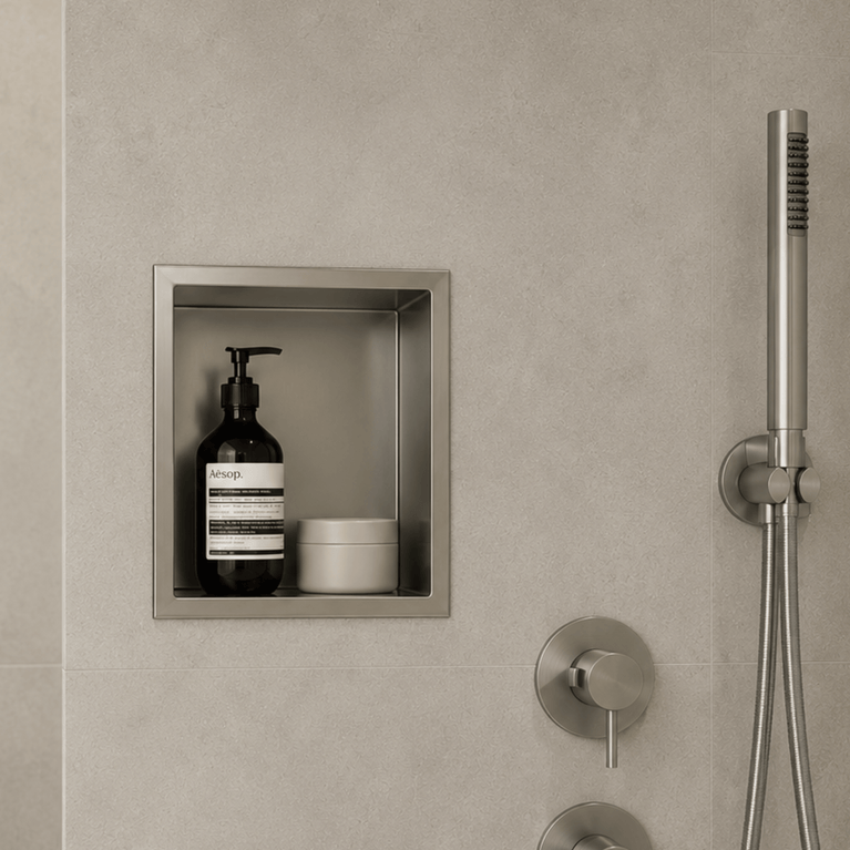 Simple shower niche 12x12 - Brushed steel