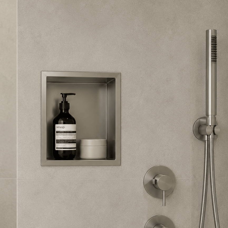 Niche de douche simple 12x12 - Acier brossé