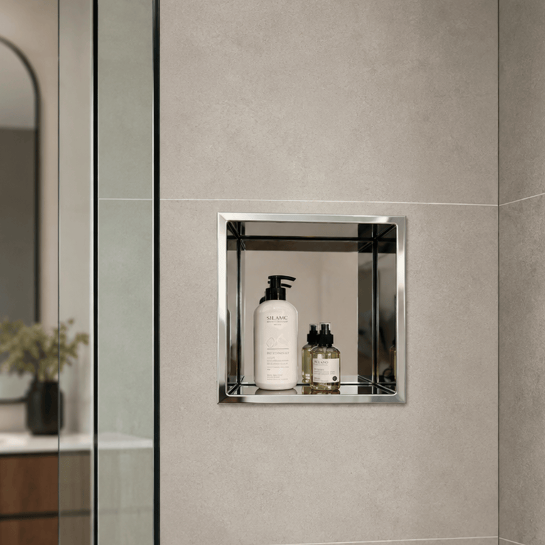 Simple 12x12 Shower Niche - Chrome