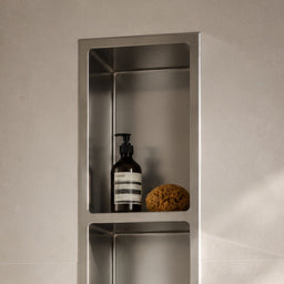 Triple Shower Niche 8X35 - Brushed Steel