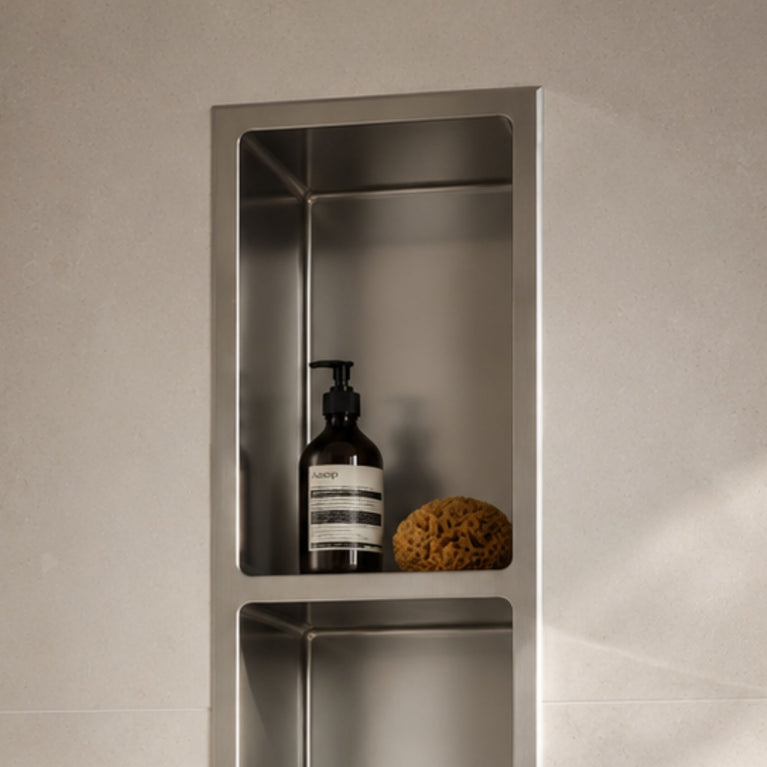 Triple Shower Niche 8X35 - Brushed Steel