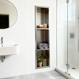 Niche de douche triple 8X35 - Acier brossé