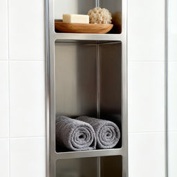 Niche de douche triple 8X35 - Acier brossé