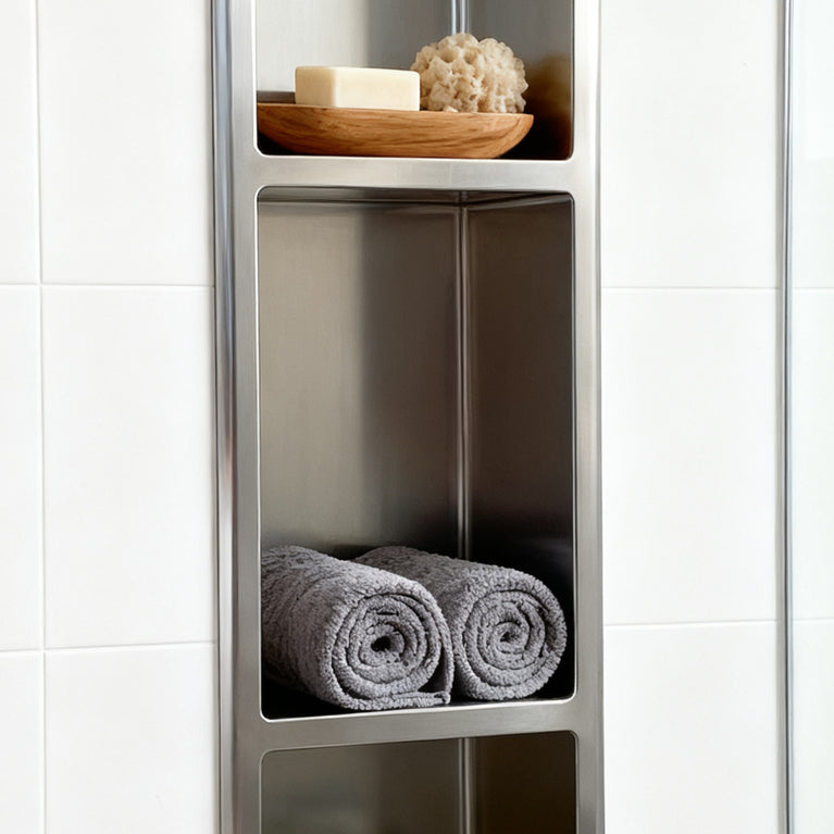 Niche de douche triple 8X35 - Acier brossé