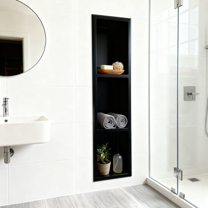Niche de douche triple 8X35 - Noir mat
