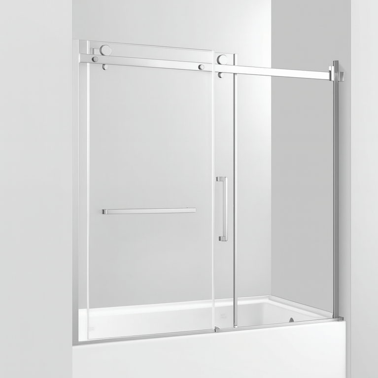 60-inch chrome glass door for shower bath