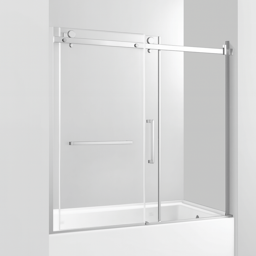 60-inch chrome glass door for shower bath