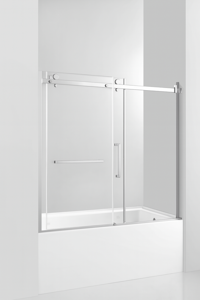 Porte en verre pour bain douche chrome de 60 pouces