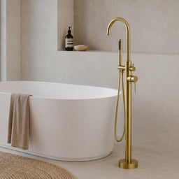 Freestanding round gold bathtub faucet