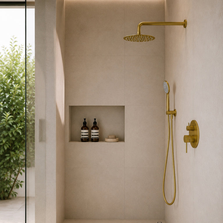 Round gold shower faucet