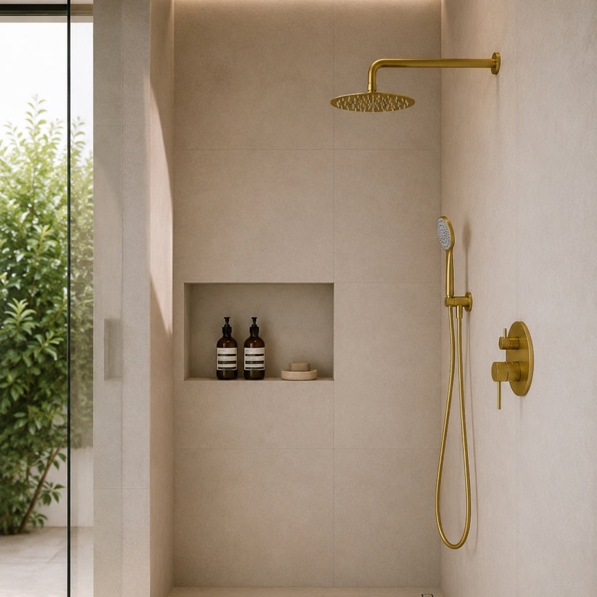 Round gold shower faucet