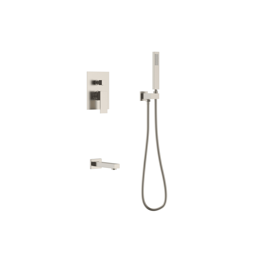 Robinetterie SERENITA murale pour bain douche carré acier brossé