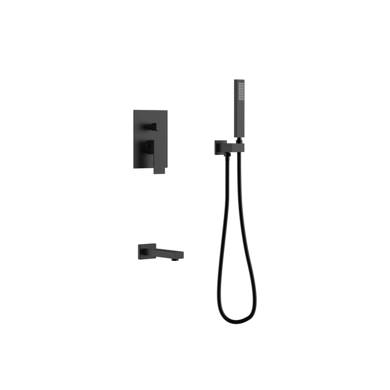 Robinetterie SERENITA murale pour bain douche carré noir mat