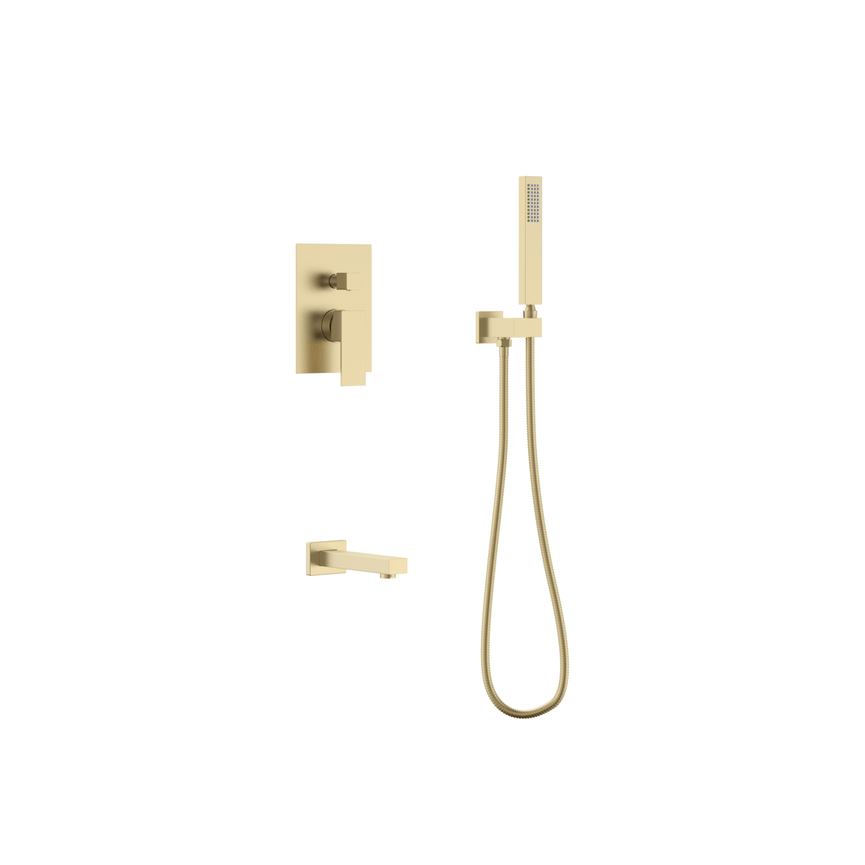 Robinetterie SERENITA murale pour bain douche carré or brossé