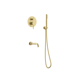 Robinetterie SERENITA murale pour bain douche rond or brossé