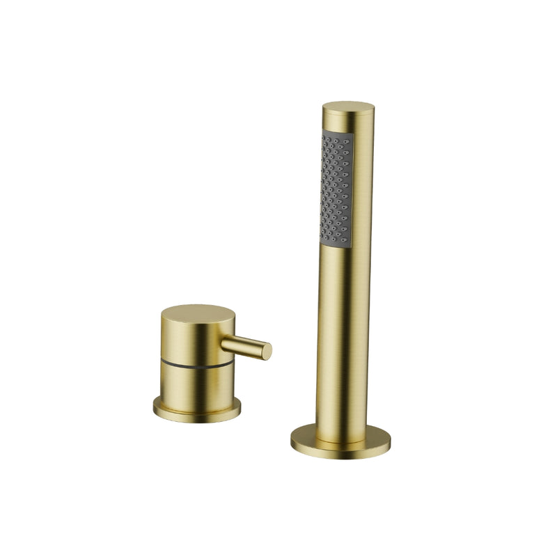 Gold bath faucet with handheld showerhead