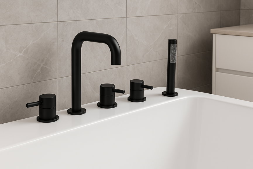 Robinet de bain avec douchette noir mat _Entrepot de la Réno