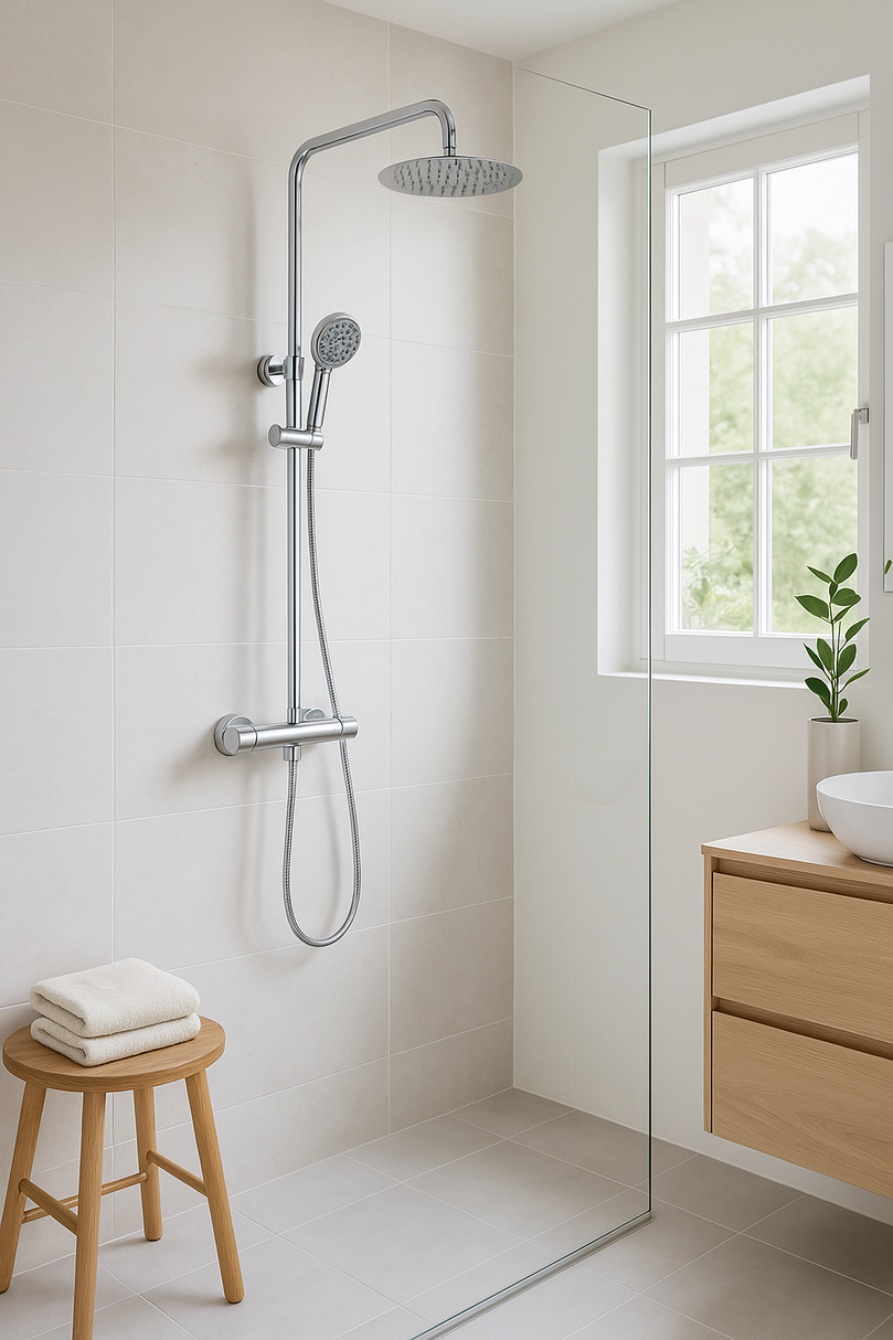 Robinet de douche rond gris_Entrepôt de la Réno