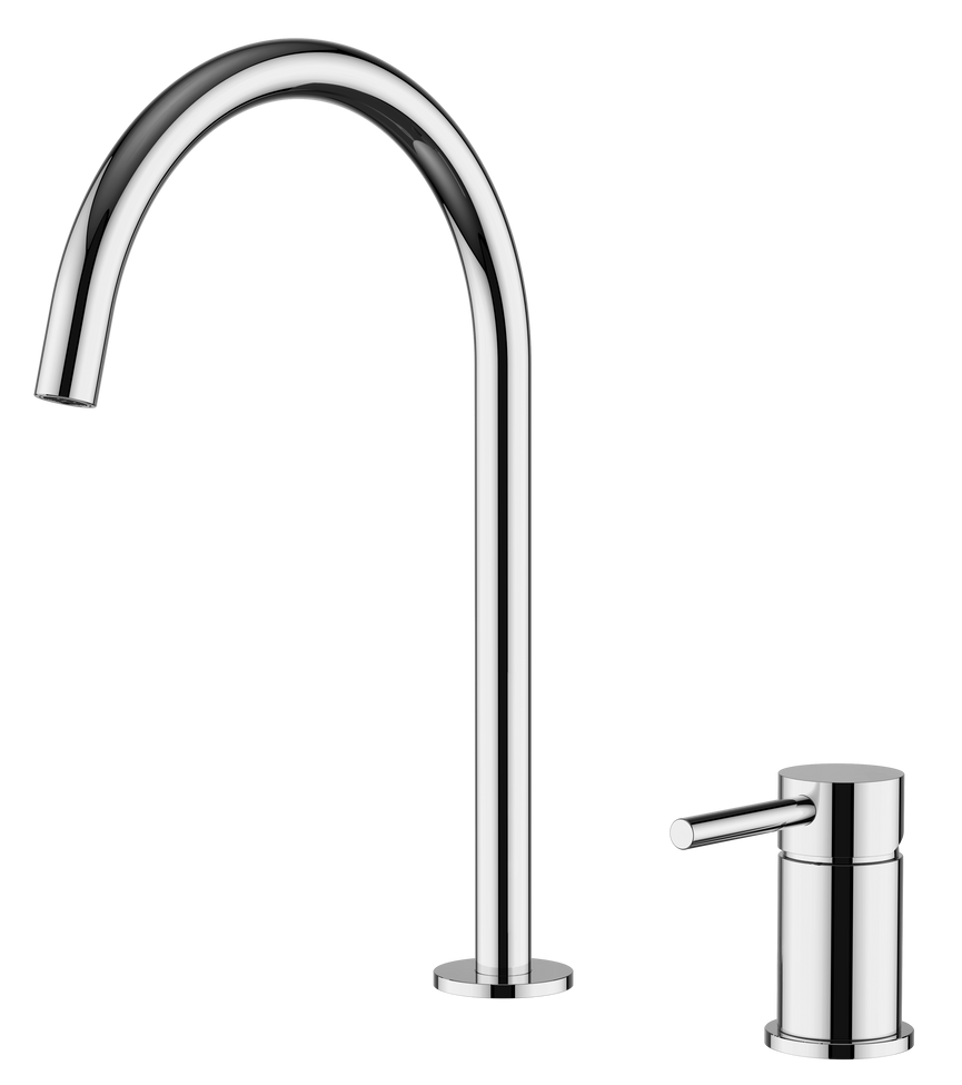 Robinet de salle de bain sur plan rond - Chrome