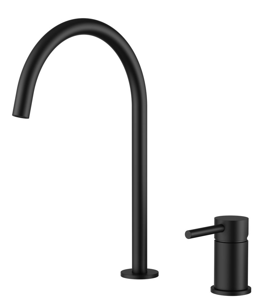 Robinet de salle de bain sur plan rond - Noir