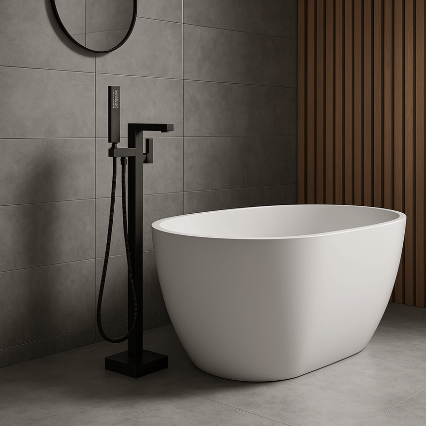 Robinet de bain auto-portant carré noir mat