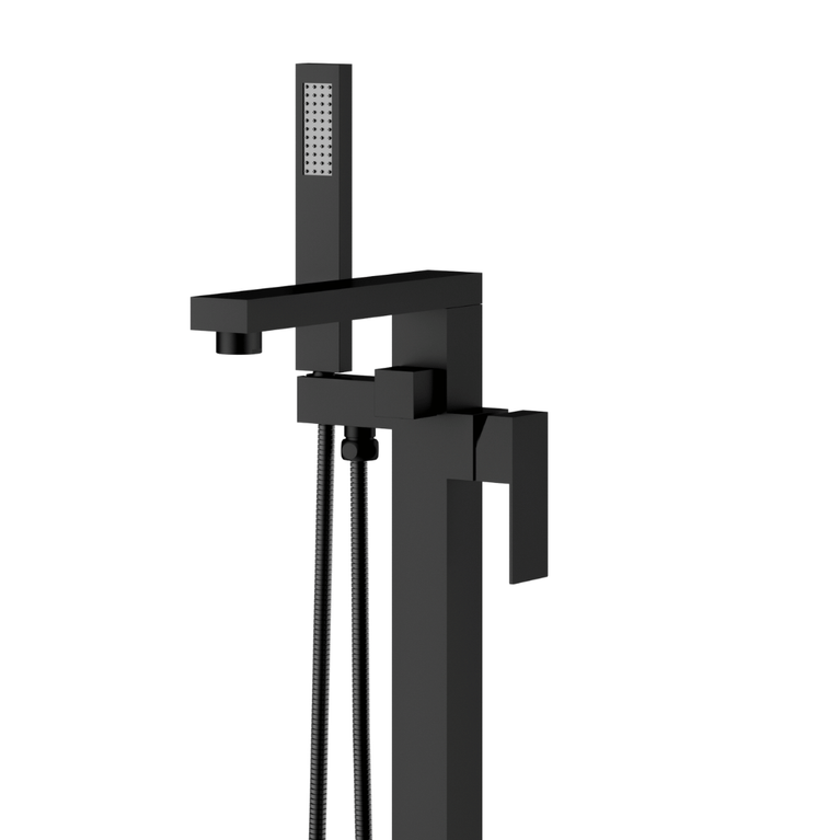 Robinet de bain auto-portant carré noir mat