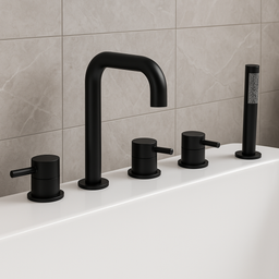 Robinet de bain avec douchette noir mat