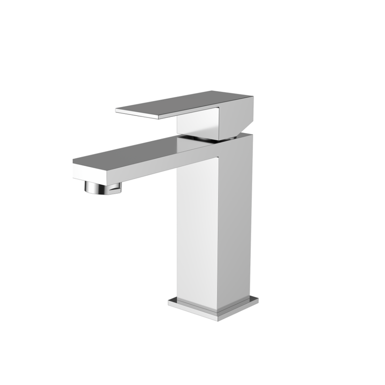 Robinet de lavabo court carré chrome