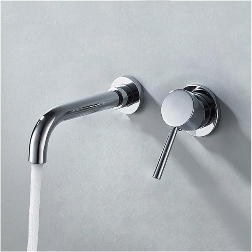 Round Wall-Mounted Bathroom Faucet - Chrome