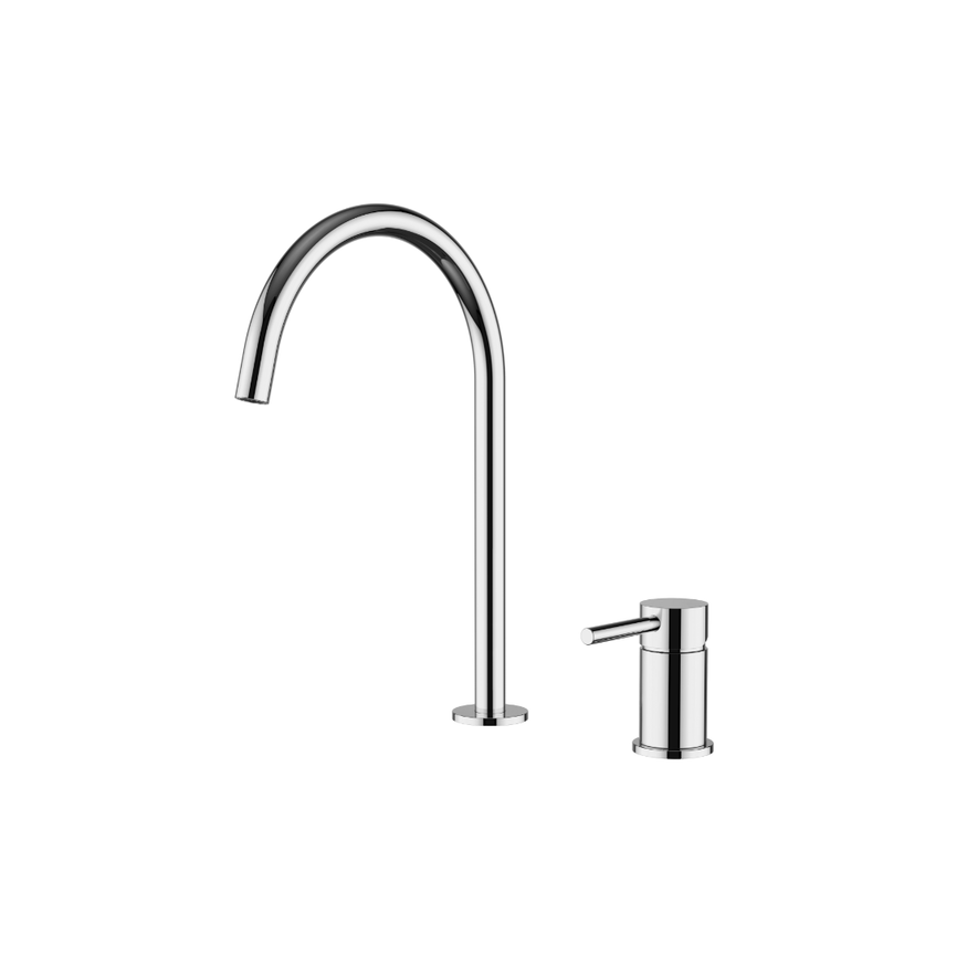 Robinet de salle de bain sur plan rond - Chrome